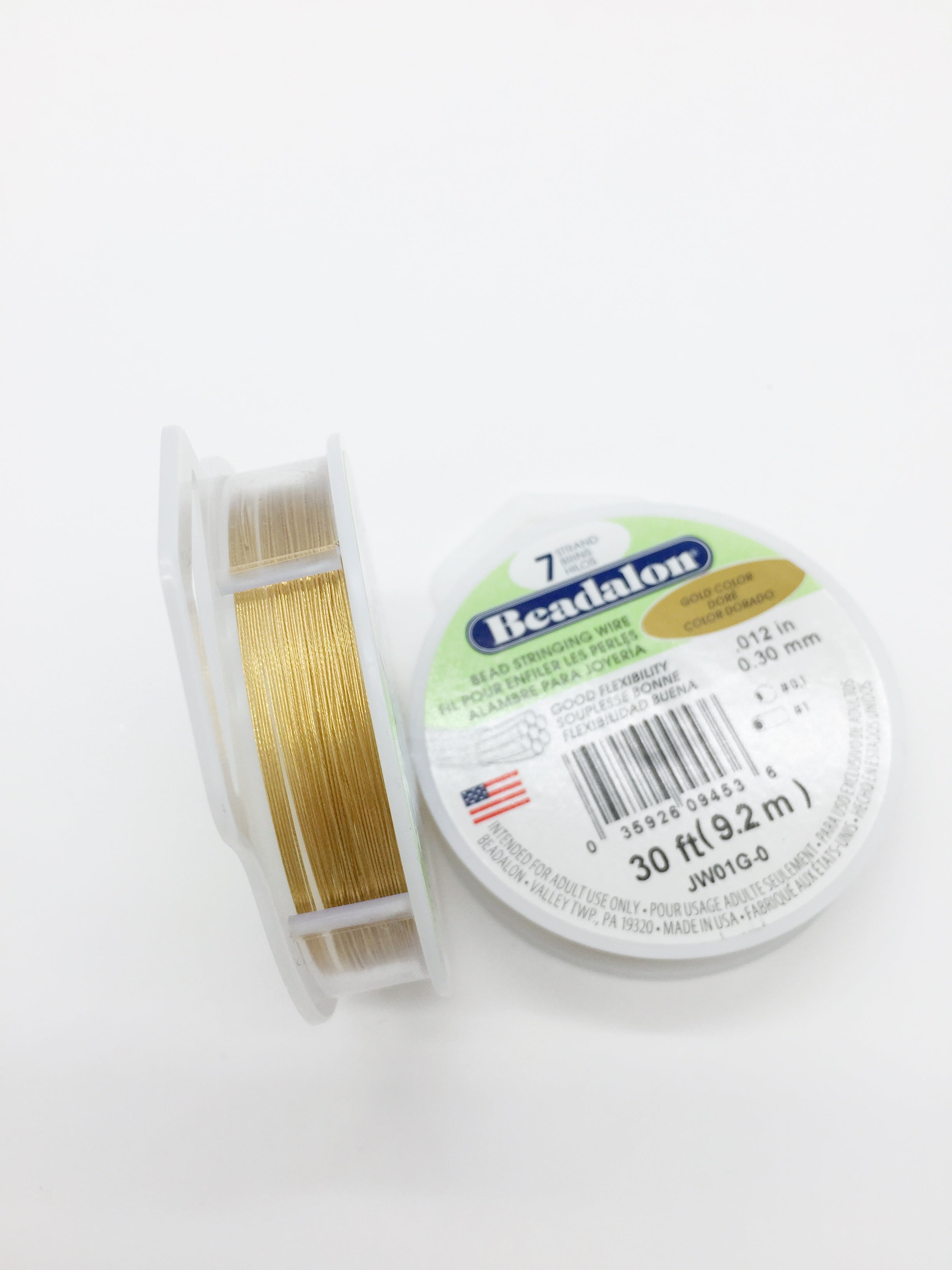 1 spool x Beadalon 7 Strand Stringing Wire 0.30mm (0.12in), Gold Colou