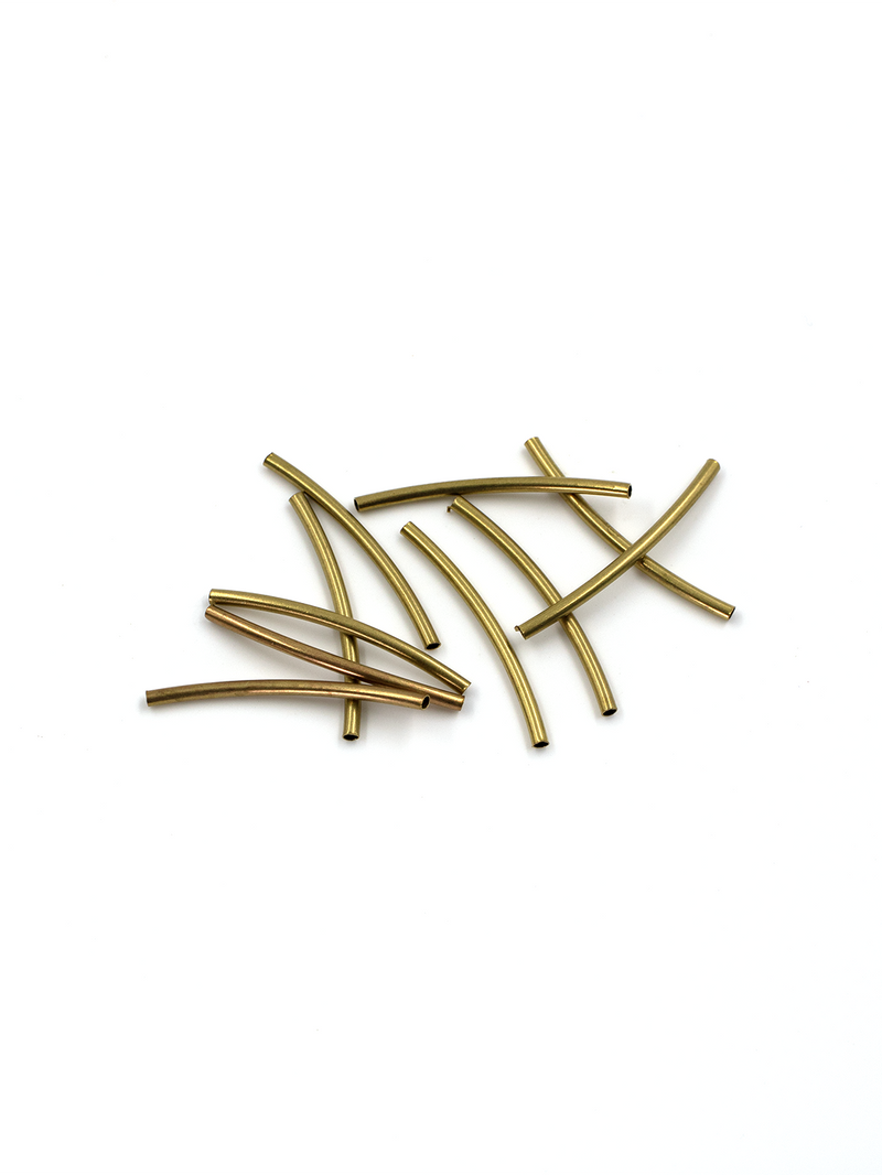 50 x Raw Brass Curved Tube Spacer Beads, 25x1.5mm (Copy) (Copy)