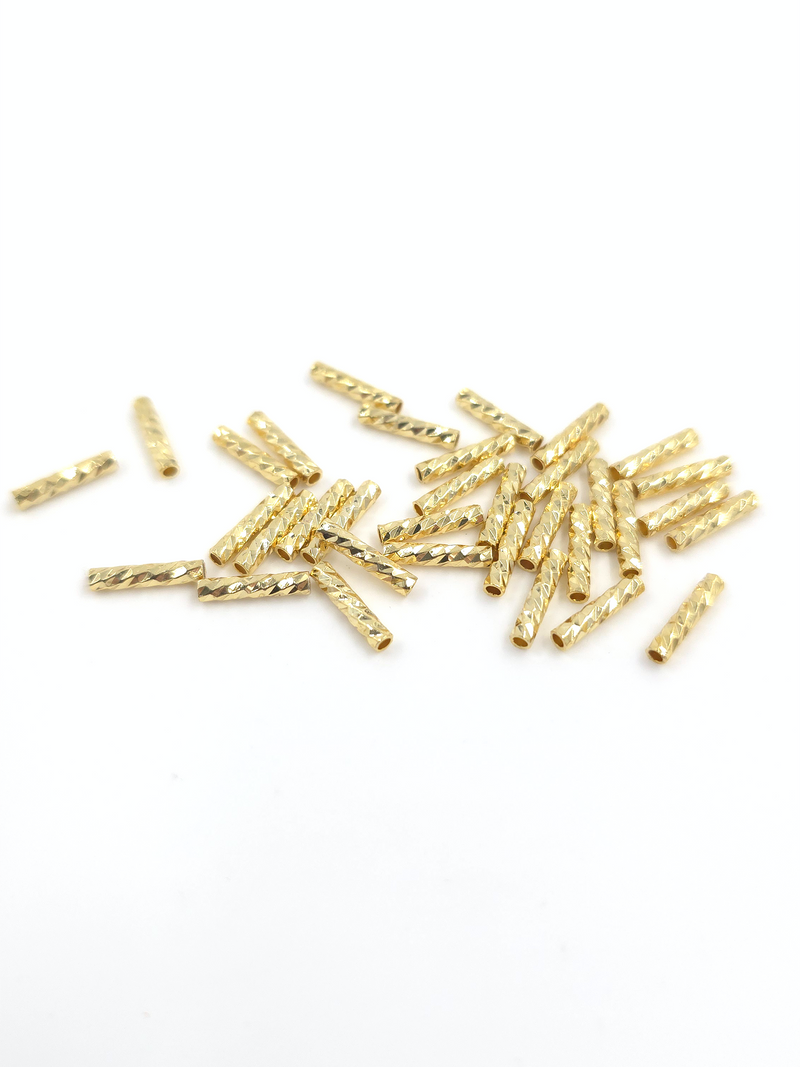 20 x 18K Gold Plated Brass Laser Cut Tube Spacer Beads, 10x2mm or 10x1.5mm