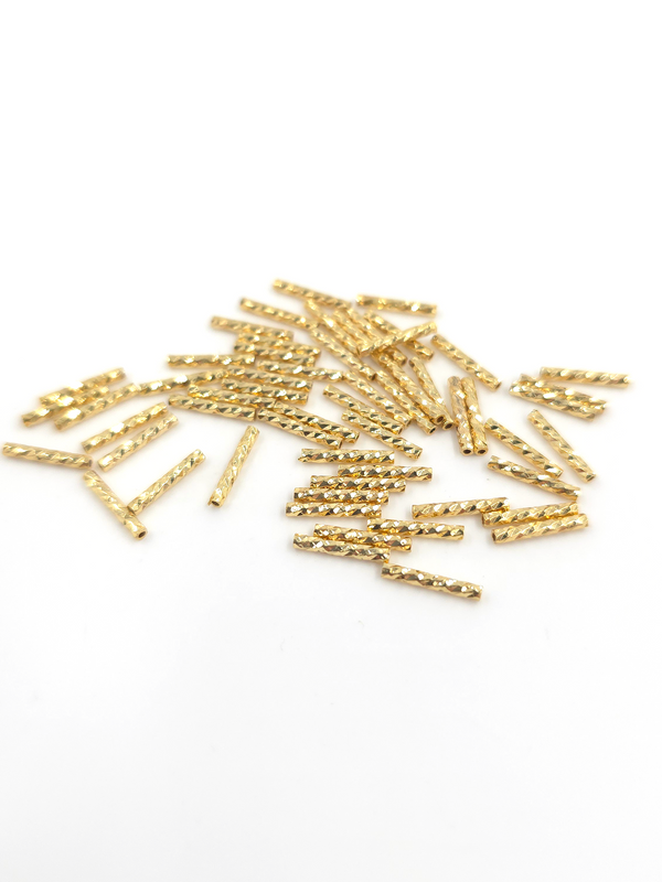 20 x 18K Gold Plated Brass Laser Cut Tube Spacer Beads, 10x2mm or 10x1.5mm