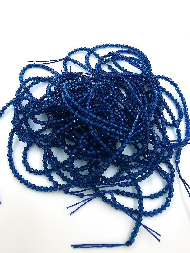 1 strand x 2mm Prussian Blue Micro Faceted Crystal Beads (4122)