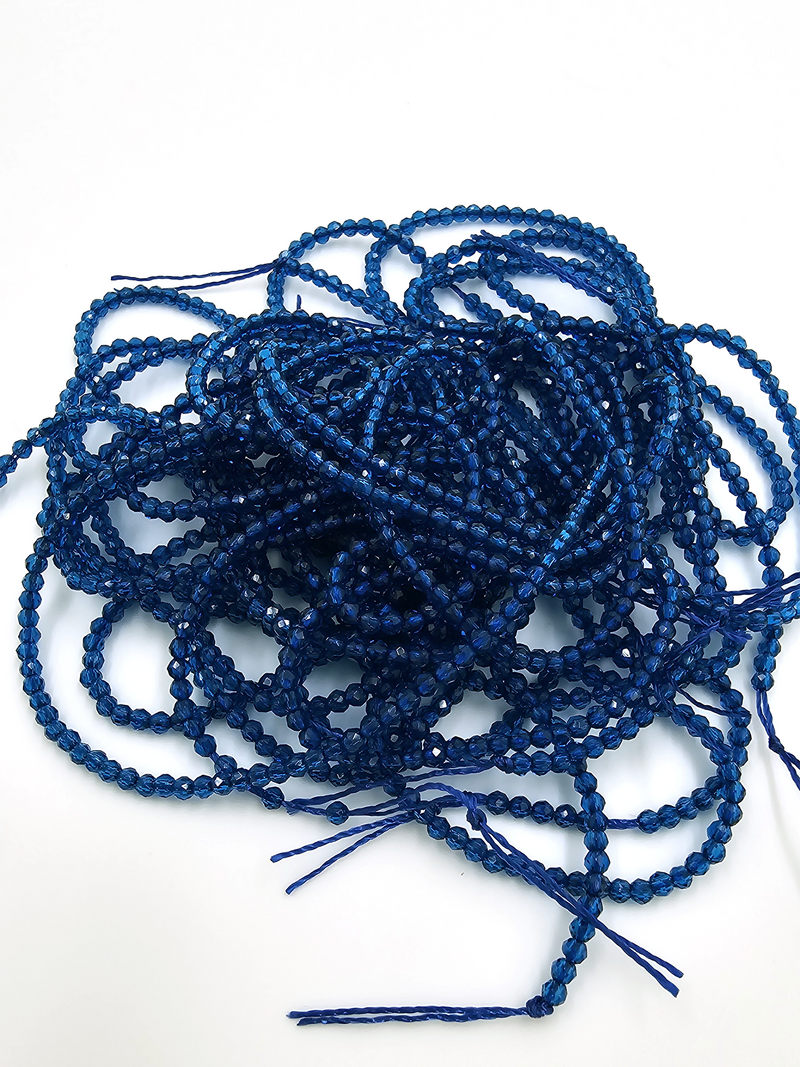 1 strand x 2mm Prussian Blue Micro Faceted Crystal Beads (4122)