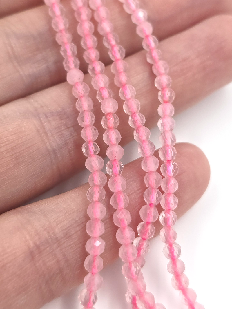 1 strand x 3mm Faceted Round Rose Quartz Gemstone Beads (4141)