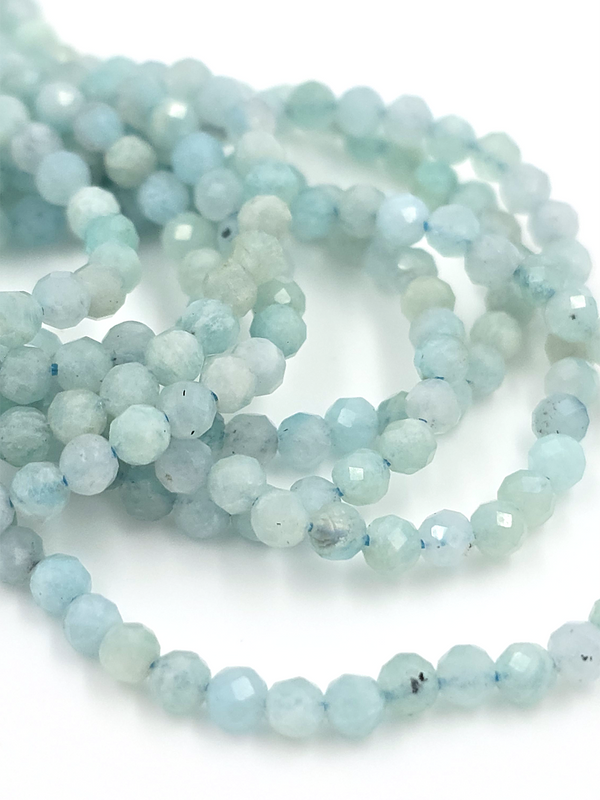 1 strand x 3mm Faceted Round Amazonite Gemstone Beads (4142)