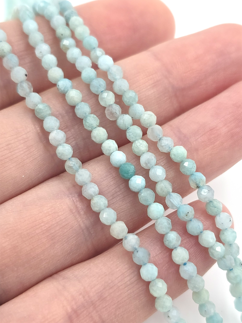 1 strand x 3mm Faceted Round Amazonite Gemstone Beads (4142)