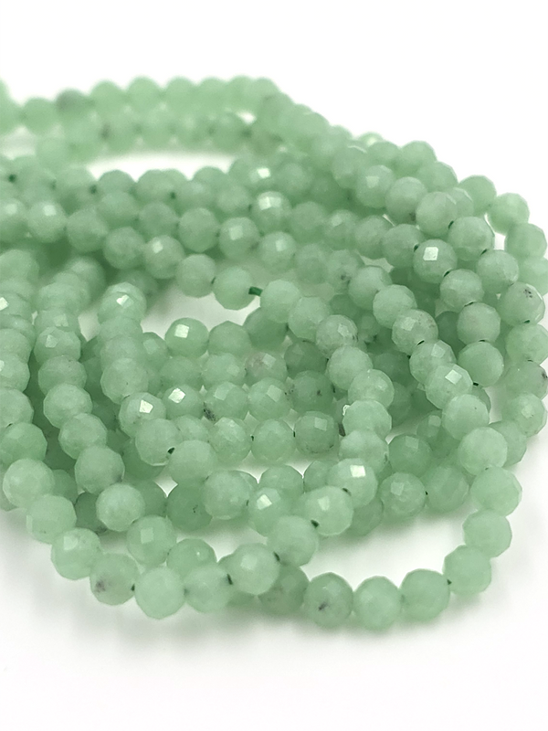 1 strand x 3mm Faceted Round Jadeite Gemstone Beads (4143)