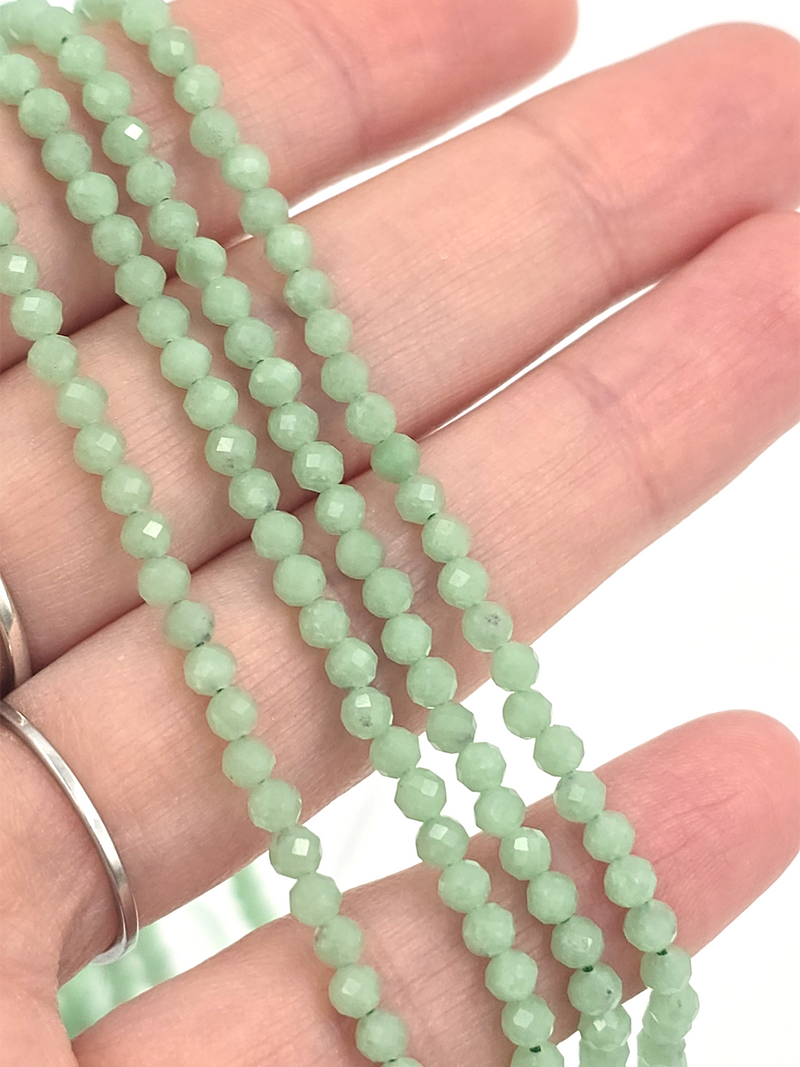 1 strand x 3mm Faceted Round Jadeite Gemstone Beads (4143)