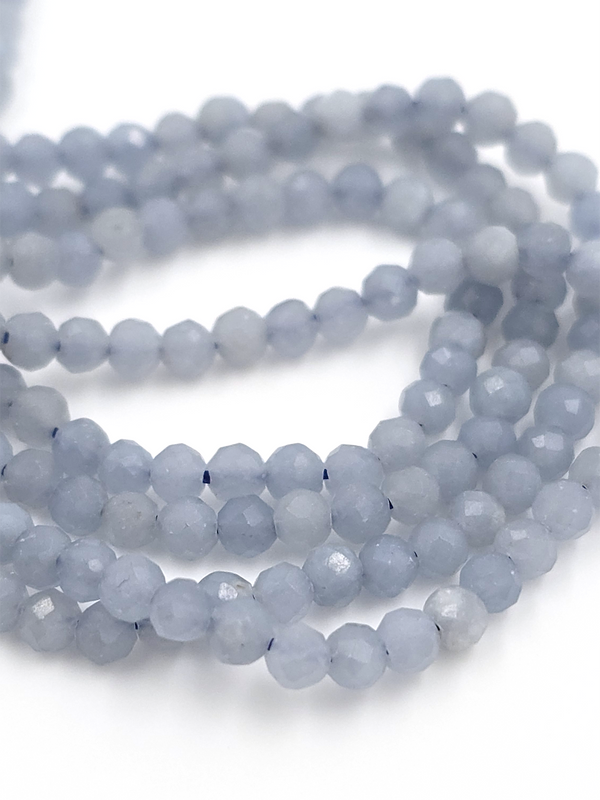 1 strand x 3mm Faceted Round Angelite Gemstone Beads (4144)