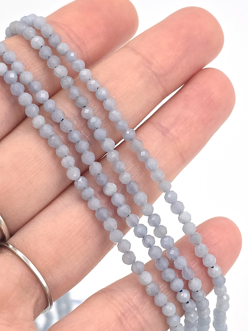 1 strand x 3mm Faceted Round Angelite Gemstone Beads (4144)