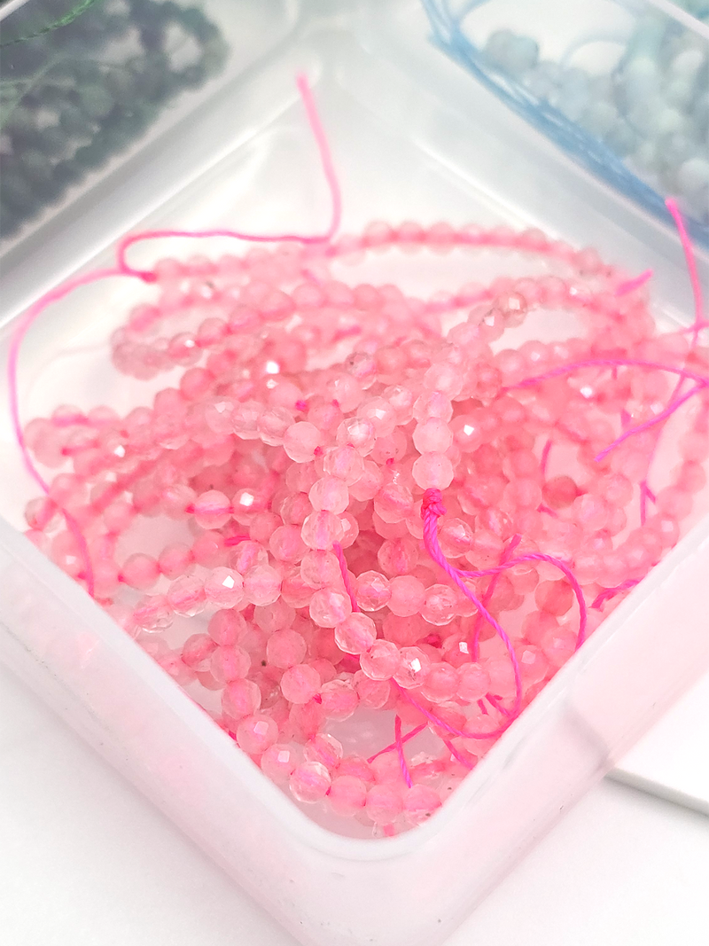 1 strand x 3mm Faceted Round Rose Quartz Gemstone Beads (4141)