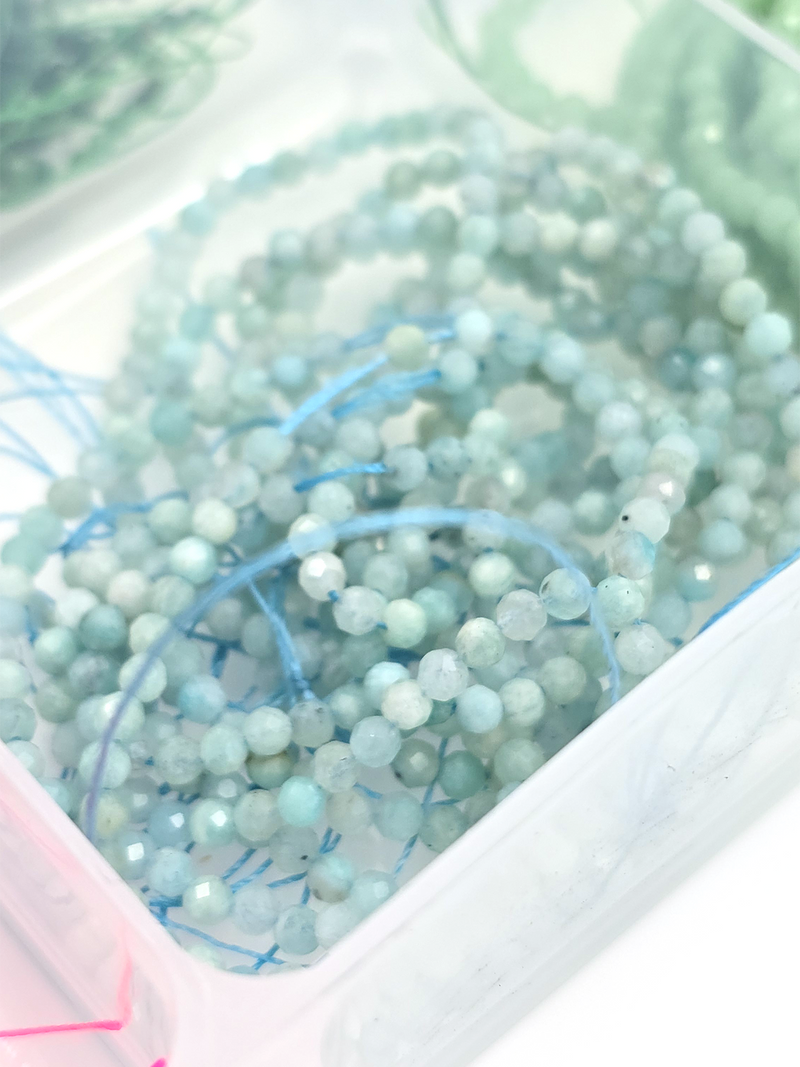 1 strand x 3mm Faceted Round Amazonite Gemstone Beads (4142)