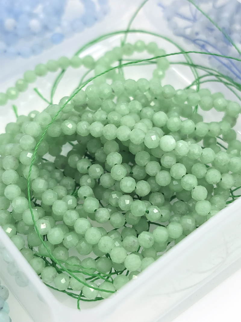 1 strand x 3mm Faceted Round Jadeite Gemstone Beads (4143)