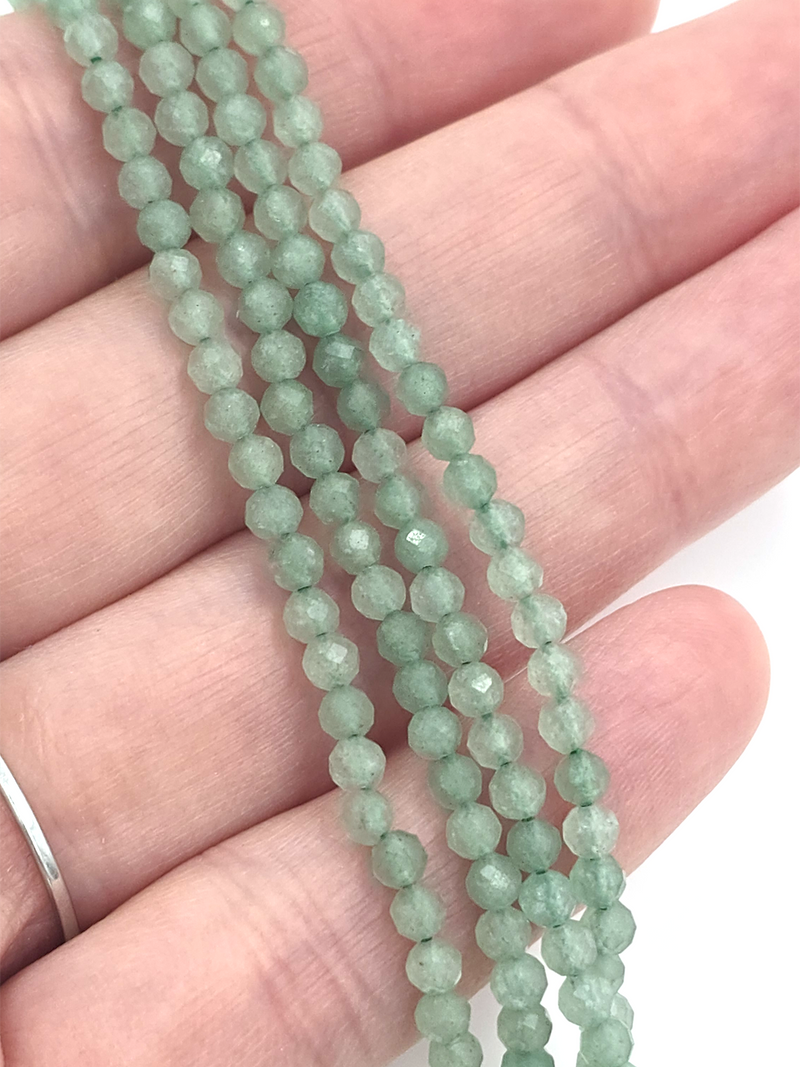 1 strand x 3mm Faceted Round Aventurine Gemstone Beads (4145)