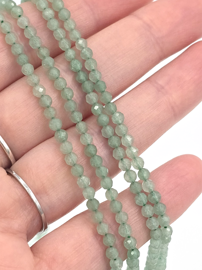 1 strand x 3mm Faceted Round Aventurine Gemstone Beads (4145)