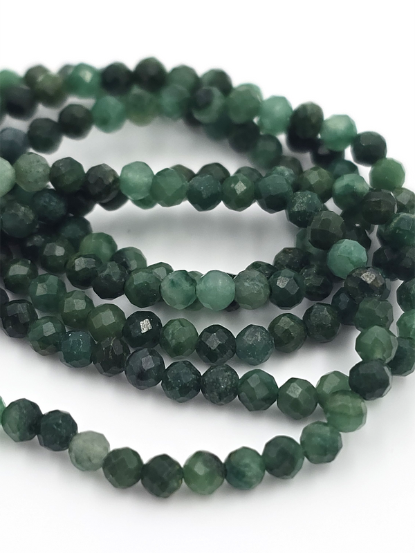 1 strand x 3mm Faceted Round Emerald Gemstone Beads (4146)