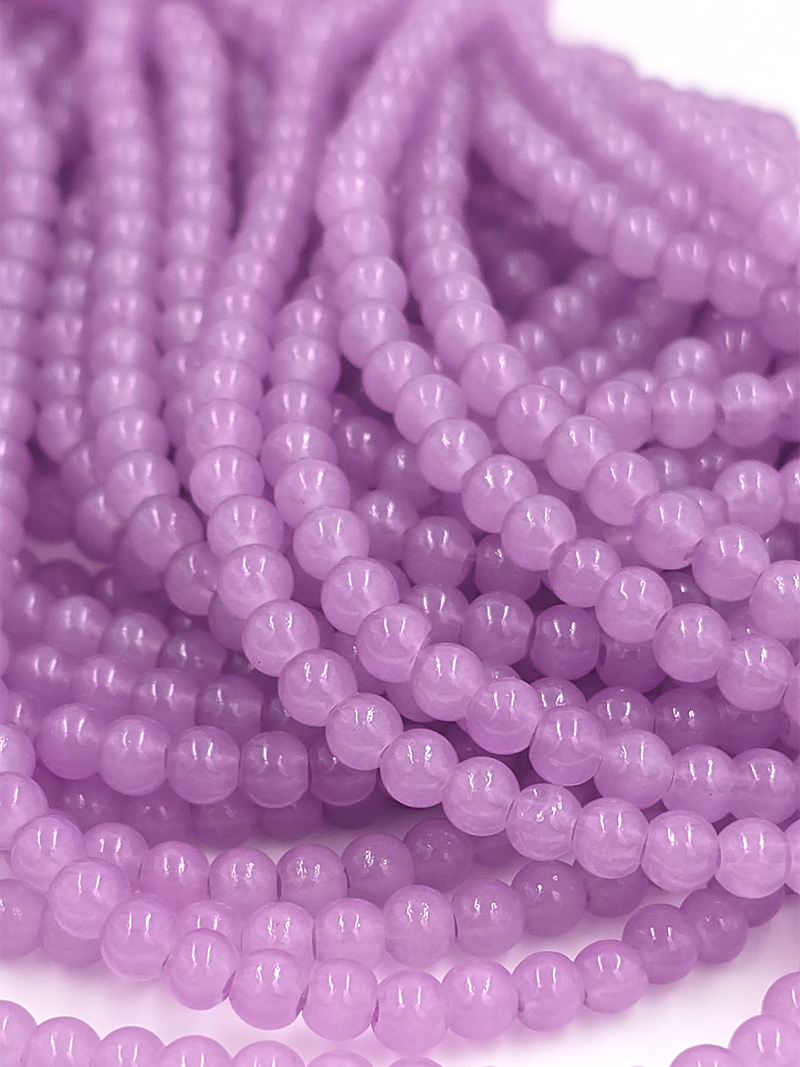 1 strand x Lilac Jade Imitation Round Glass Beads, 4.5mm