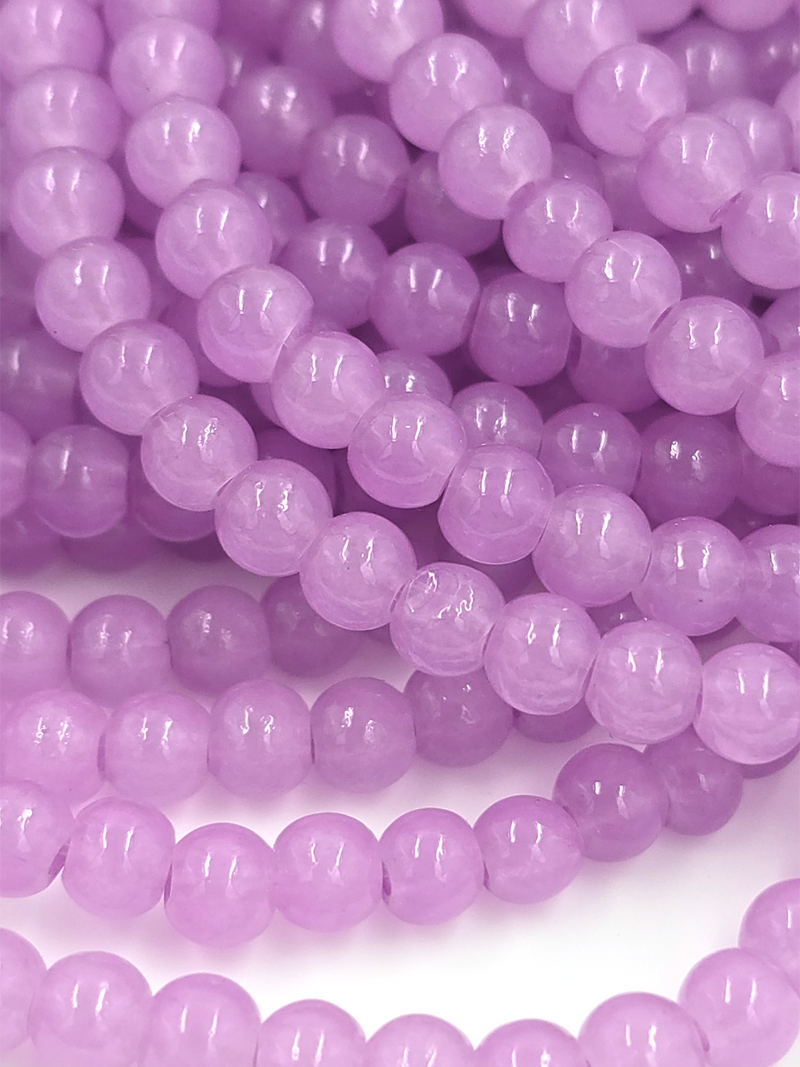 1 strand x Lilac Jade Imitation Round Glass Beads, 4.5mm