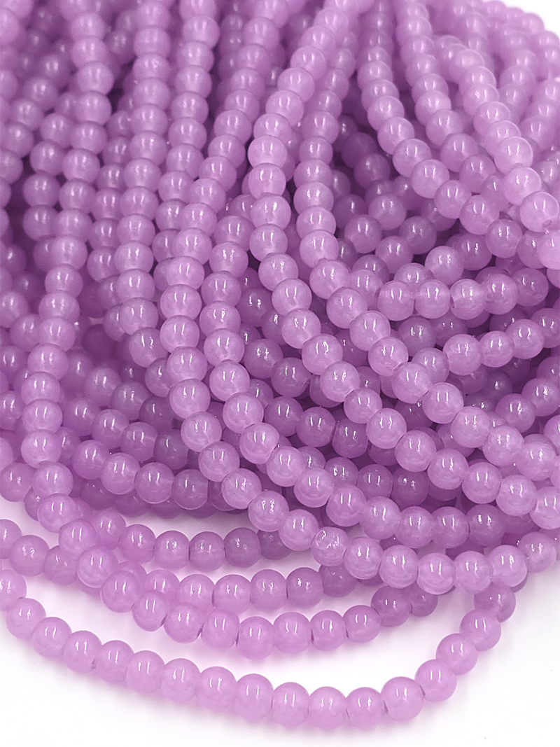 1 strand x Lilac Jade Imitation Round Glass Beads, 4.5mm