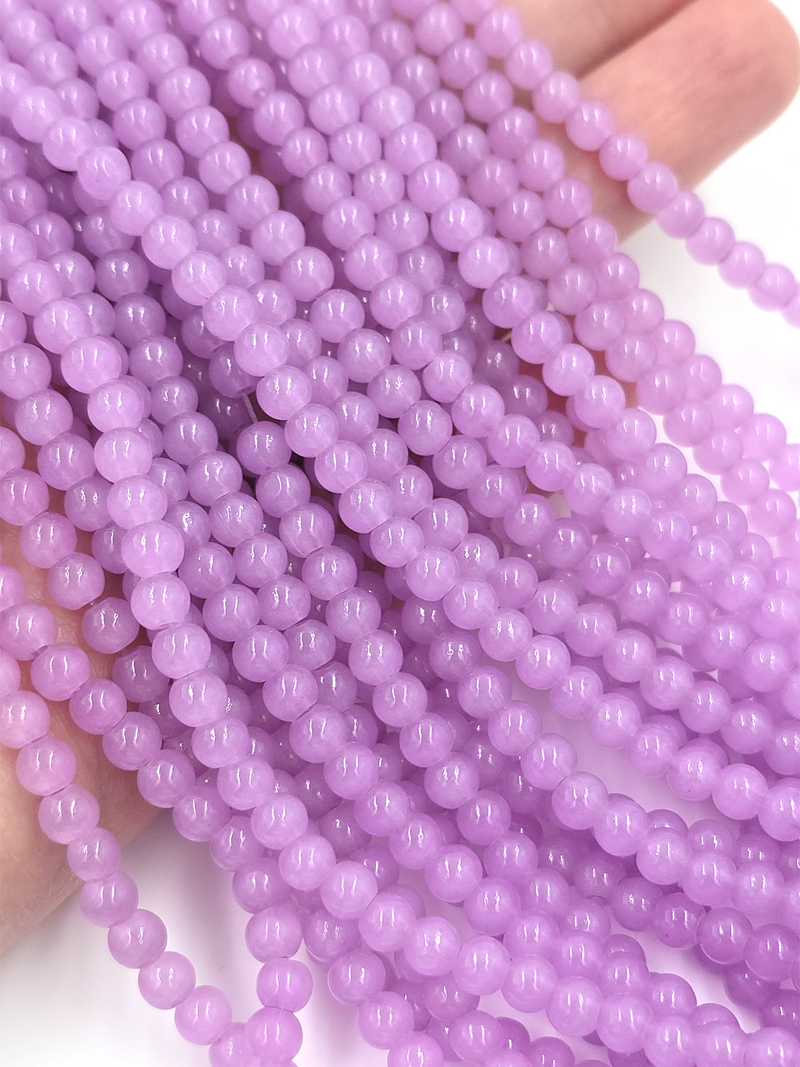 1 strand x Lilac Jade Imitation Round Glass Beads, 4.5mm