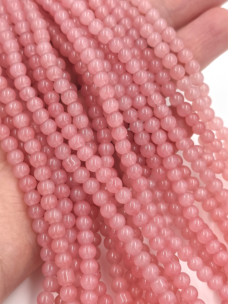 1 strand x Dusty Pink Jade Imitation Round Glass Beads, 4.5mm