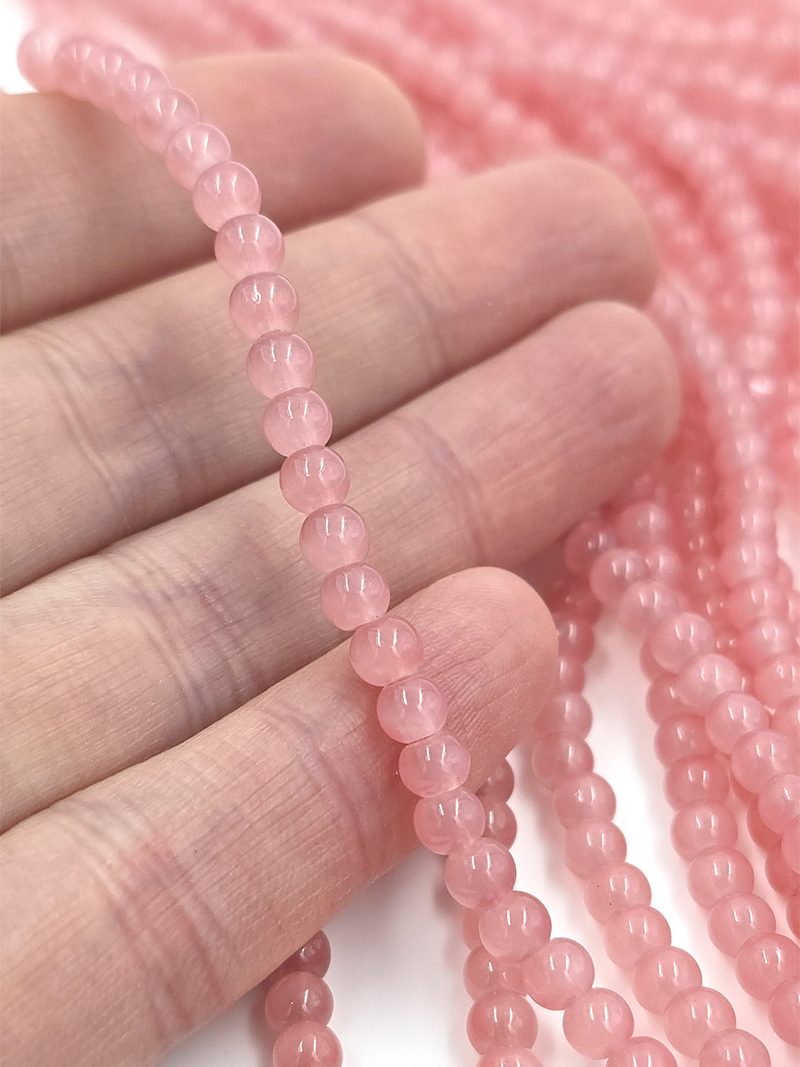 1 strand x Dusty Pink Jade Imitation Round Glass Beads, 4.5mm