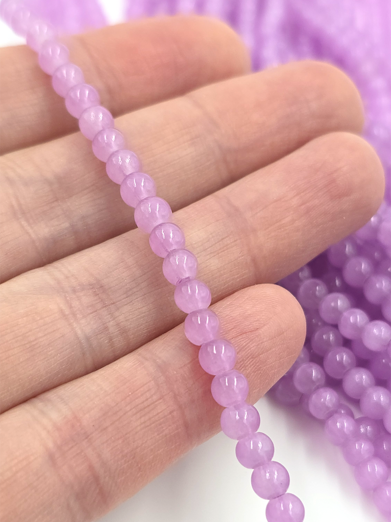 1 strand x Lilac Jade Imitation Round Glass Beads, 4.5mm