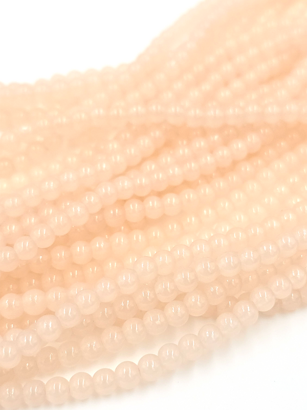 1 strand x Light Peach Jade Imitation Round Glass Beads, 4.5mm