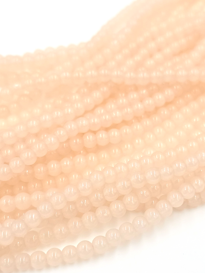 1 strand x Light Peach Jade Imitation Round Glass Beads, 4.5mm