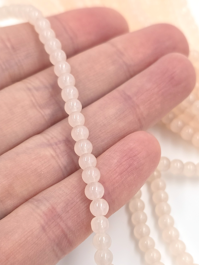 1 strand x Light Peach Jade Imitation Round Glass Beads, 4.5mm