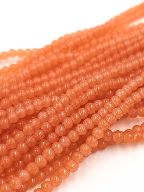 1 strand x Orange Jade Imitation Round Glass Beads, 4.5mm