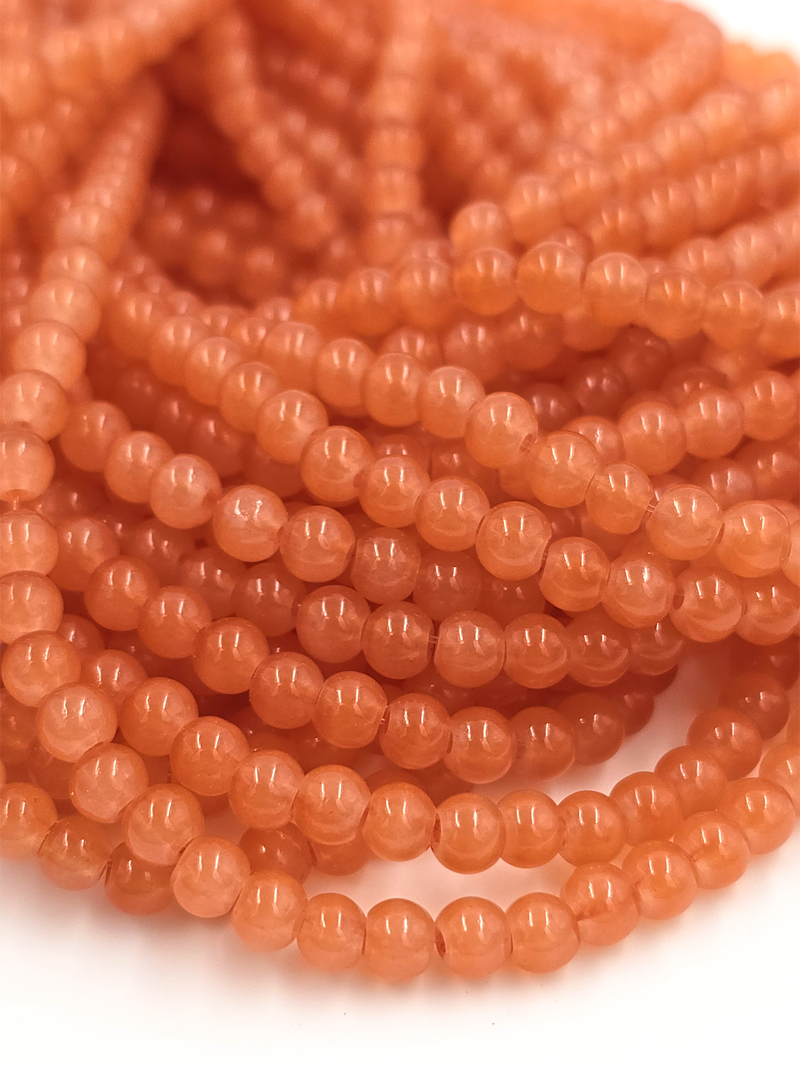 1 strand x Orange Jade Imitation Round Glass Beads, 4.5mm