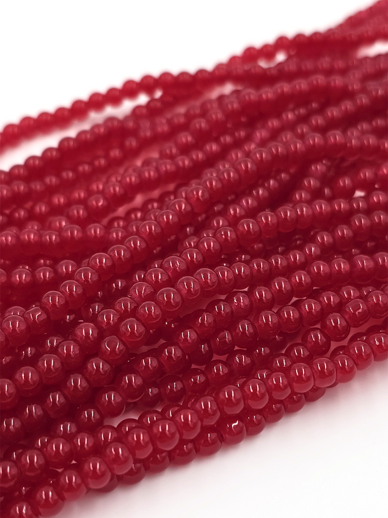 1 strand x Crimson Red Jade Imitation Round Glass Beads, 4.5mm