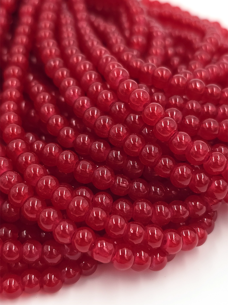 1 strand x Crimson Red Jade Imitation Round Glass Beads, 4.5mm