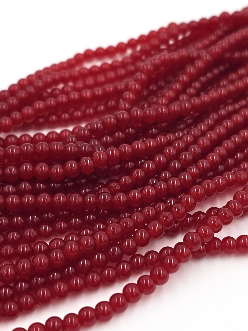 1 strand x Burgundy Jade Imitation Round Glass Beads, 4.5mm