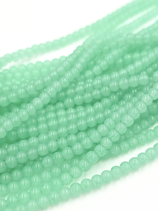 1 strand x Green Jade Imitation Round Glass Beads, 4.5mm