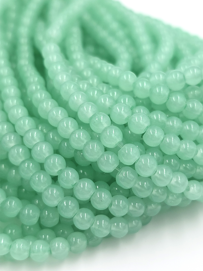 1 strand x Green Jade Imitation Round Glass Beads, 4.5mm