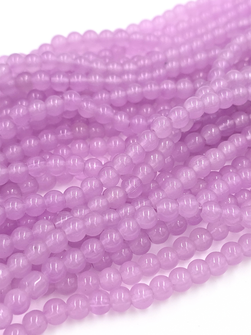 1 strand x Lilac Jade Imitation Round Glass Beads, 6.5mm