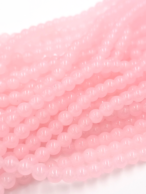 1 strand x Rose Quartz Imitation Round Glass Beads, 6.5mm