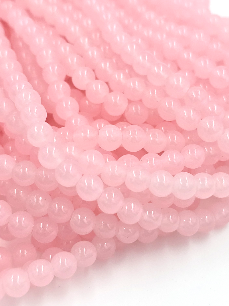 1 strand x Rose Quartz Imitation Round Glass Beads, 6.5mm