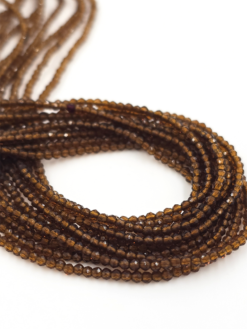 1 strand x 2mm Micro Faceted Brown Crystal Beads (4112)