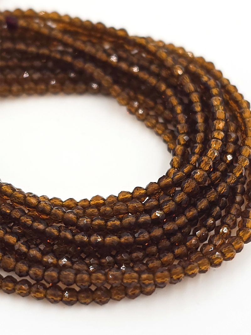 1 strand x 2mm Micro Faceted Brown Crystal Beads (4112)