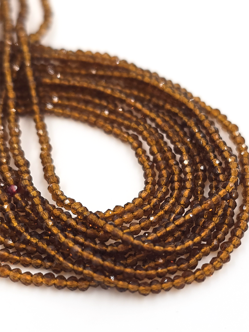 1 strand x 2mm Micro Faceted Light Brown Crystal Beads (4111)