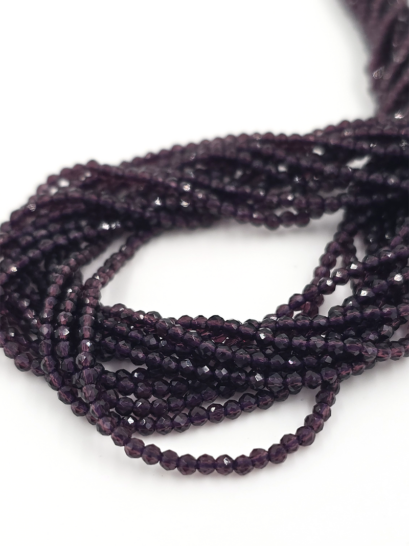 1 strand x 2mm Deep Purple Micro Faceted Crystal Beads (4130)