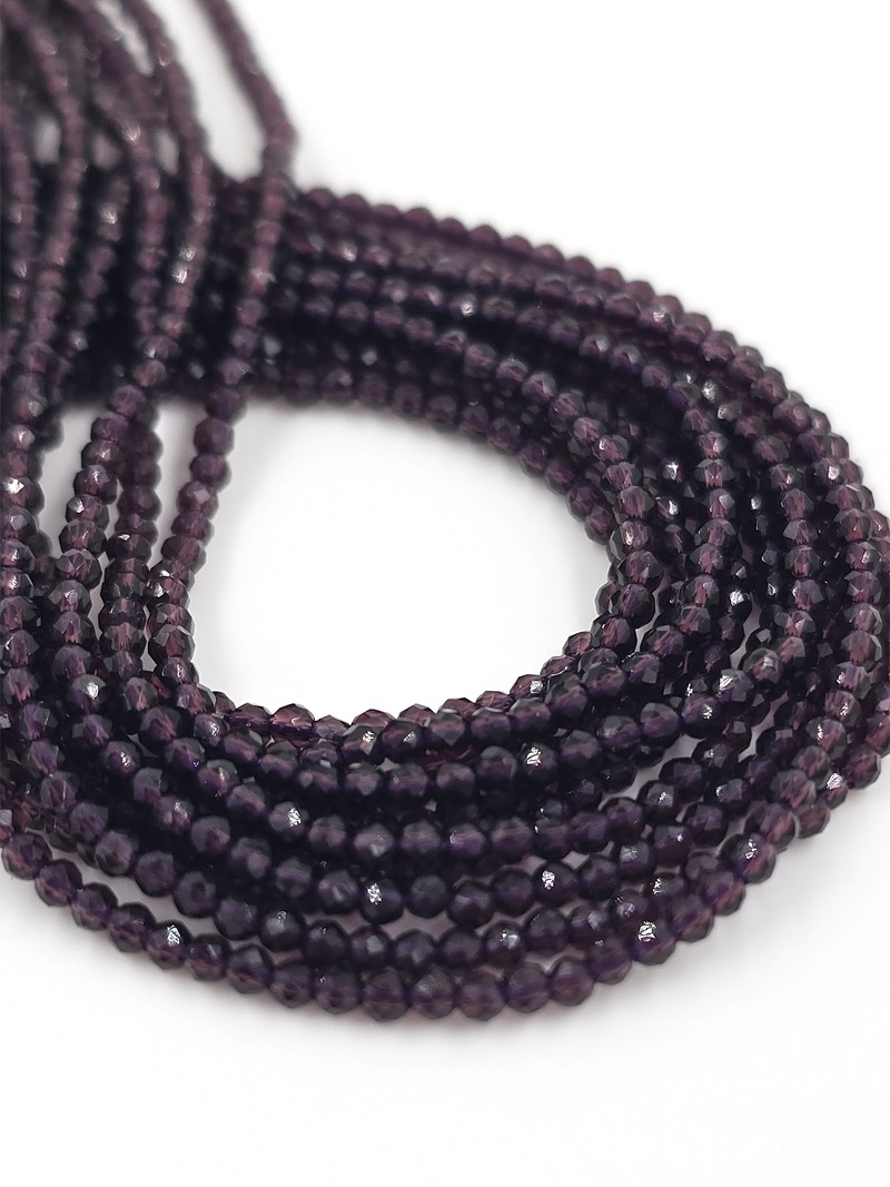 1 strand x 2mm Deep Purple Micro Faceted Crystal Beads (4130)