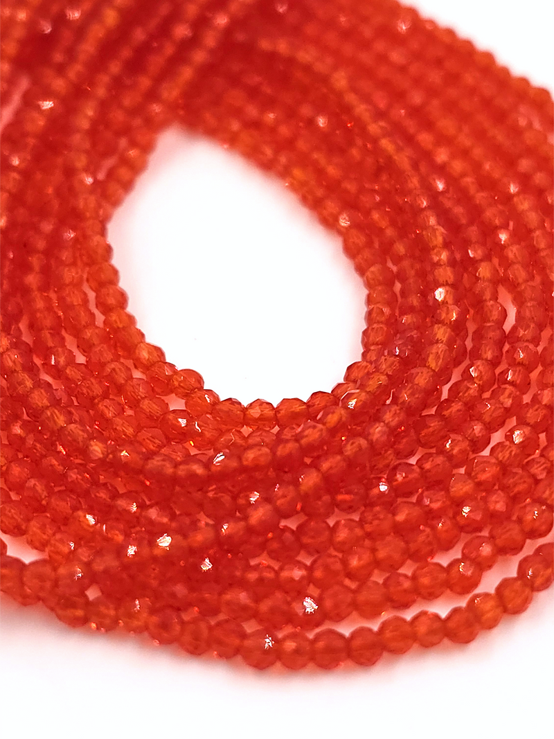 1 strand x 2mm Micro Faceted Blood Orange Crystal Beads (4135)