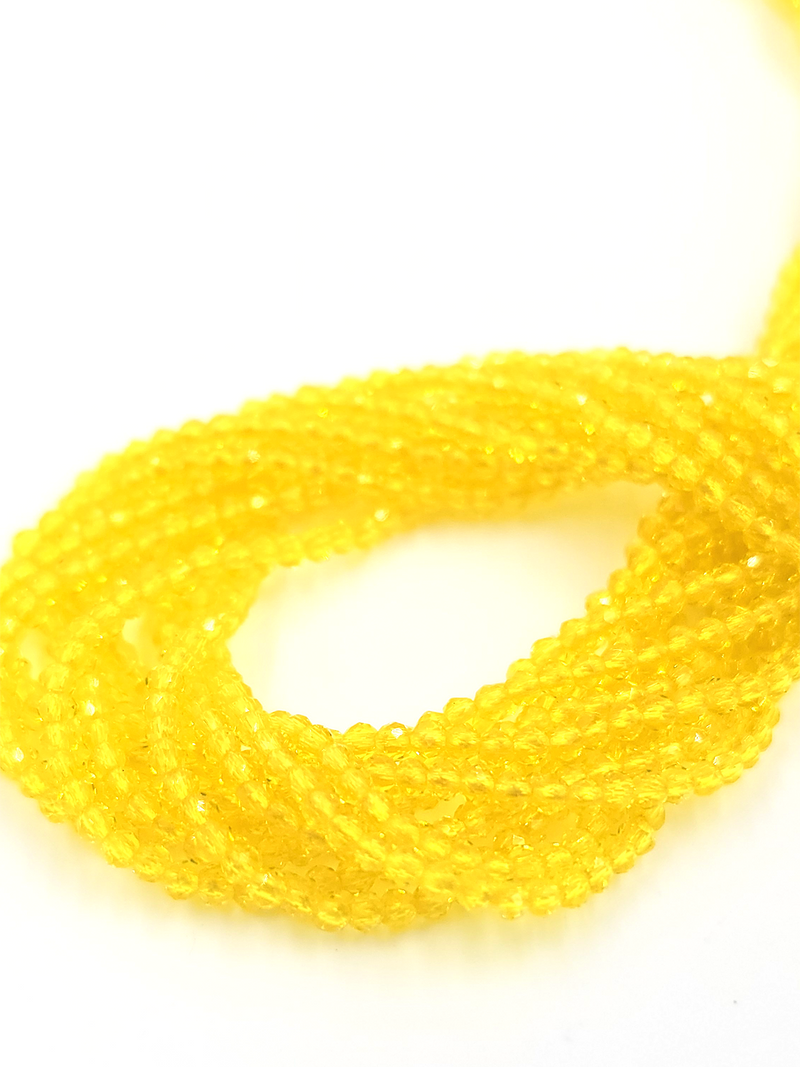 1 strand x 2mm Micro Faceted Yellow Crystal Beads (4163)