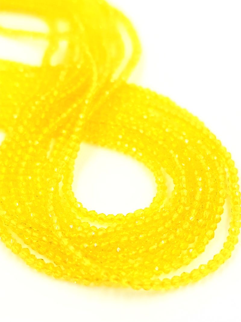 1 strand x 2mm Micro Faceted Yellow Crystal Beads (4163)