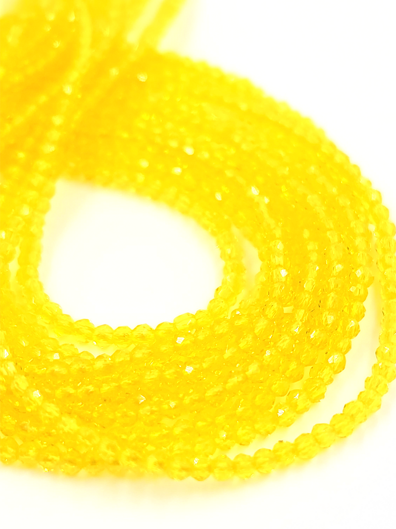 1 strand x 2mm Micro Faceted Yellow Crystal Beads (4163)