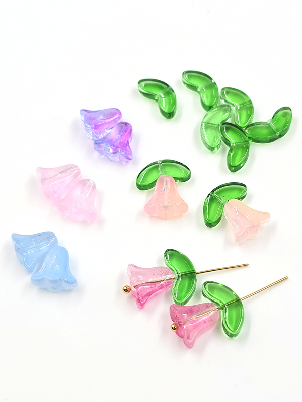 Glass Flower and Leaf Bead Mix