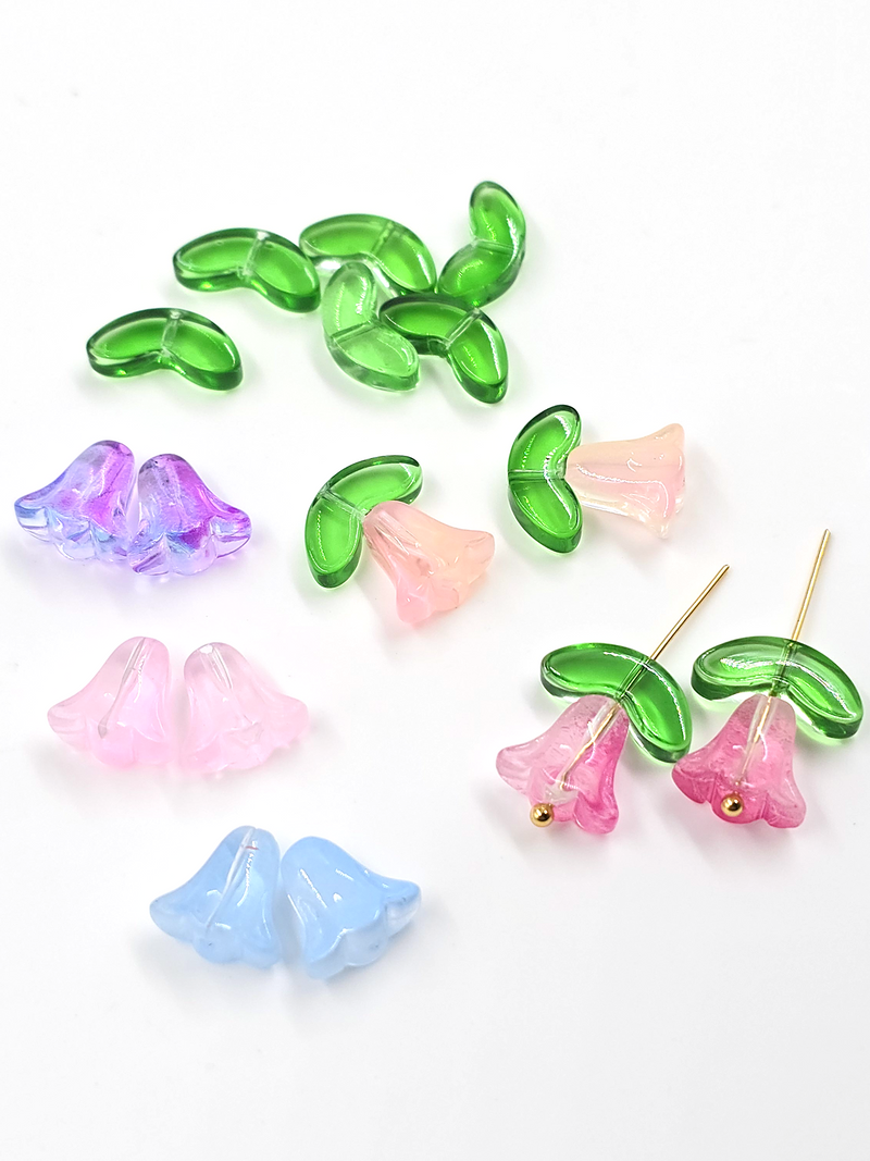 Glass Flower and Leaf Bead Mix